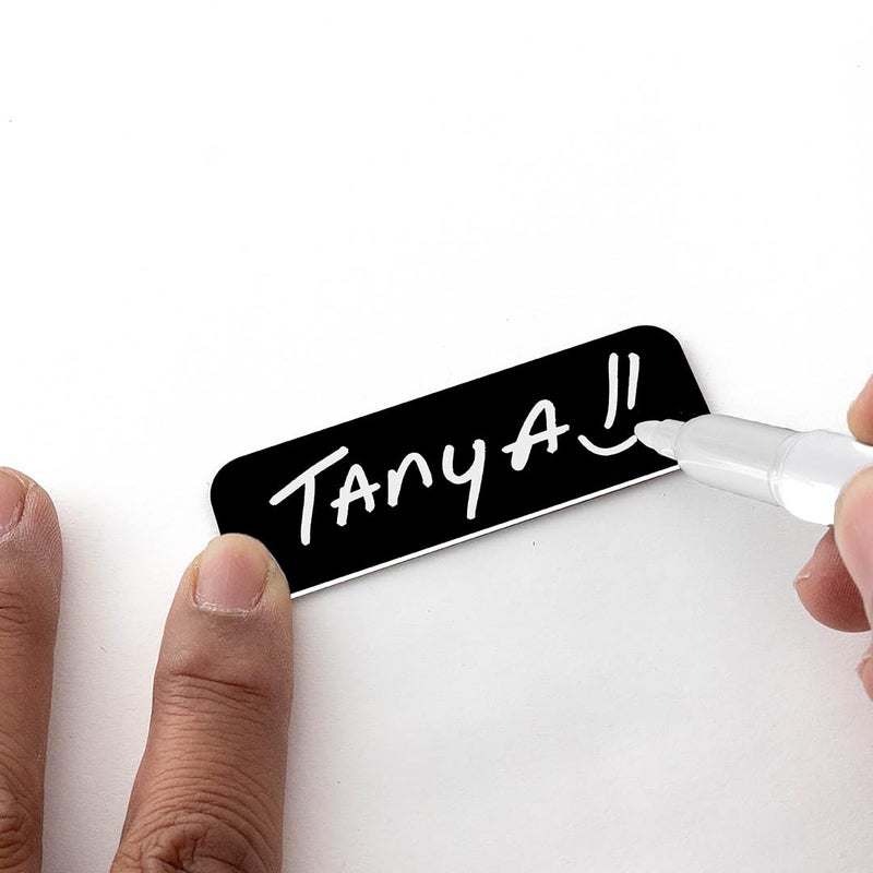 All Quality 1" X 3" Name Tag/Badge Blanks with Pin - 10 Pack (Black) - Image 4